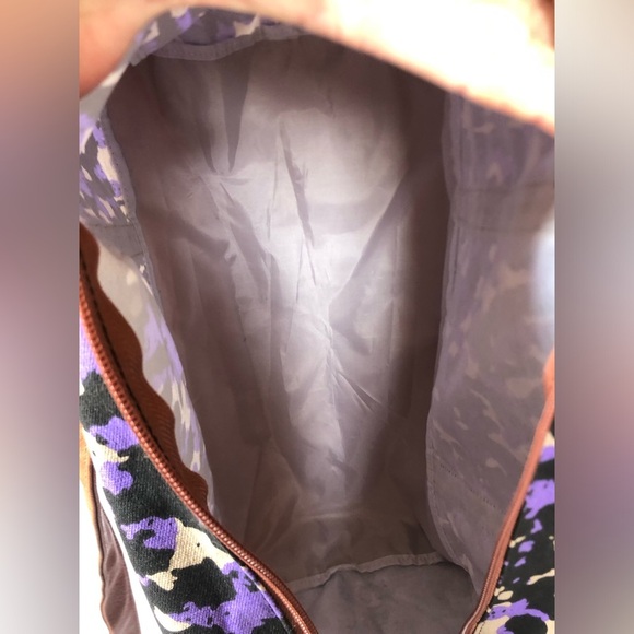 Purple Leopard Print Canvas and Faux Leather Overnight Bag - Picture 11 of 16